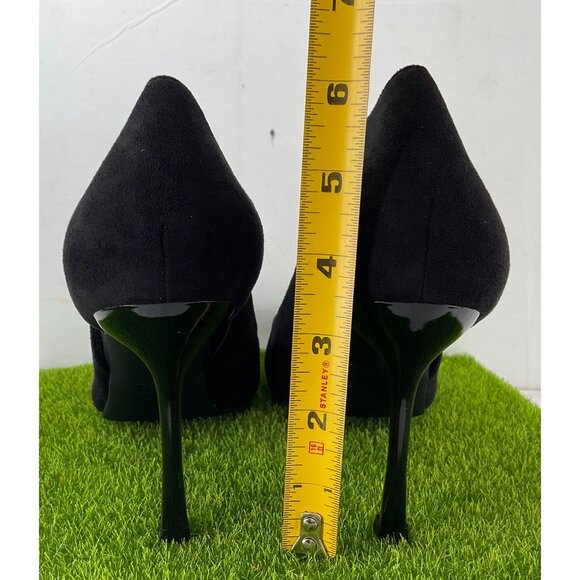 Black Suede Pumps With Rhinestone Buckle Embellishment Size 40 - Picture 8 of 8